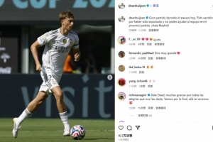 怀森社媒为红牌致歉：很抱歉我被罚下，无法在对阵巴黎时出战